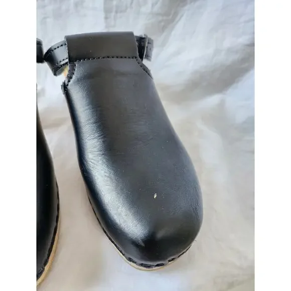 Sven Black Leather Wooden Heel Clogs US 9.5 - Custom Made - Picture 5 of 13